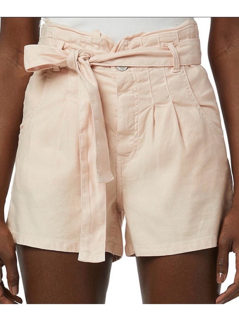 Hudson PaperbagTie-Waist High Waisted Women's Shorts in Blush Size 26